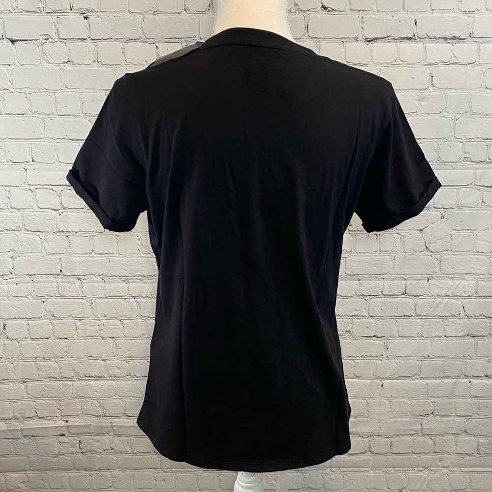CHAMPION T-shirt Folded Sleeve 100% Cotton Black-S - Picture 3 of 3